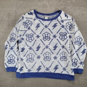 Harry‎ Potter Fuzzy Pullover Hogwarts Symbols Graphic Print Sweatshirt Large